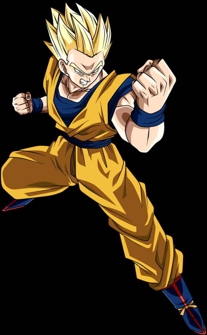 Super Saiyan Gohan Action Pose PNG Image