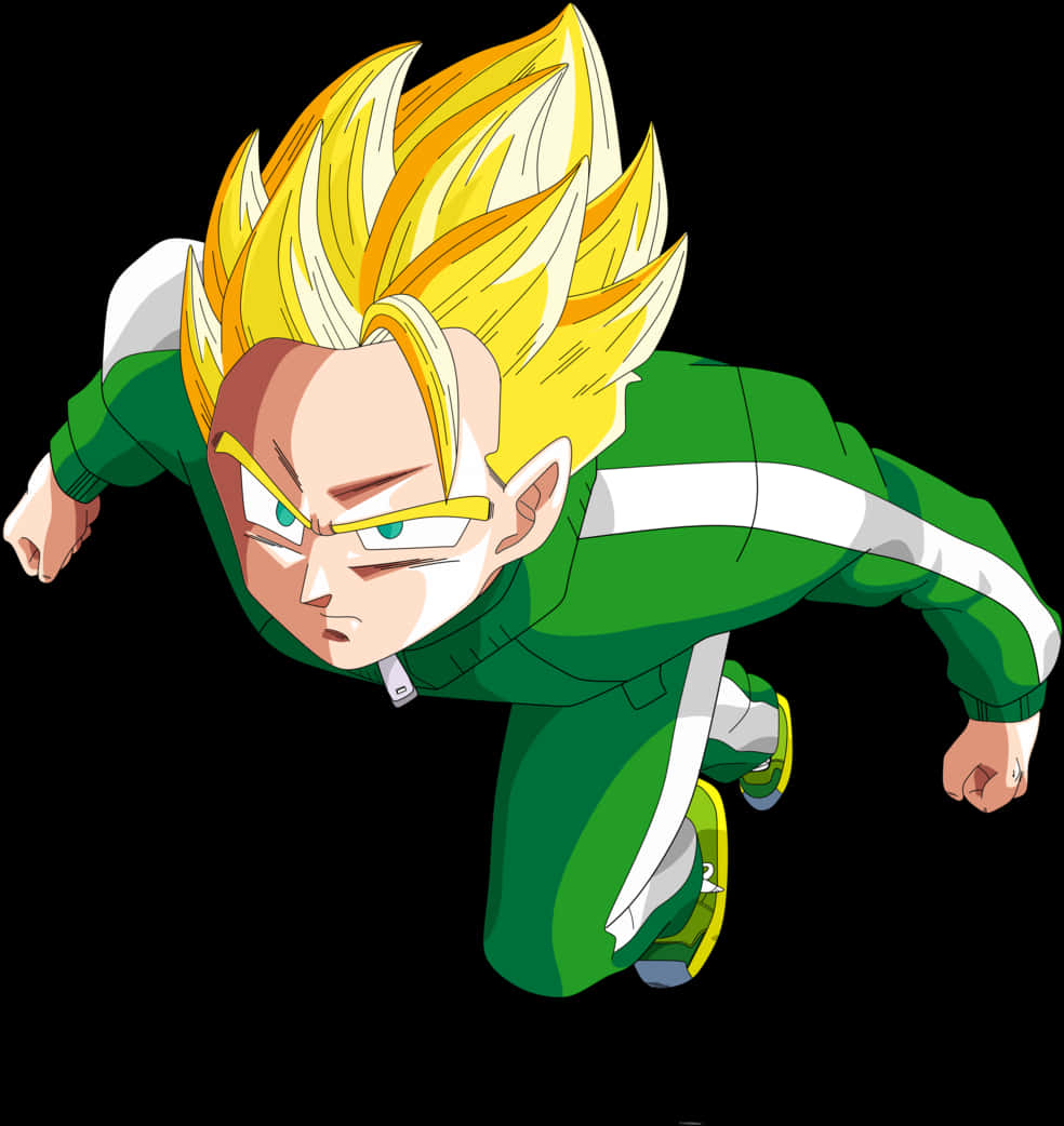 Super Saiyan Gohan Flying Action PNG Image