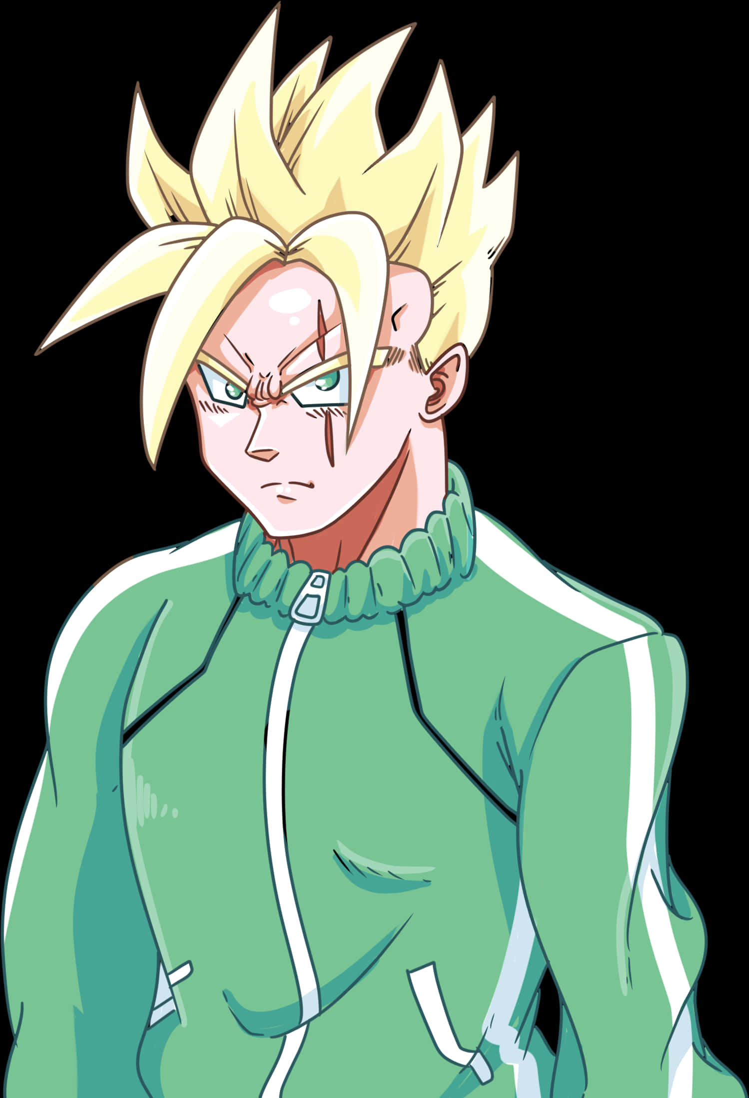 Super Saiyan Gohan Green Track Suit PNG Image