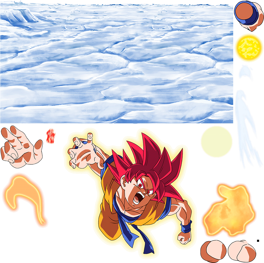 Super_ Saiyan_ Goku_ Flying_ Over_ Ice PNG Image