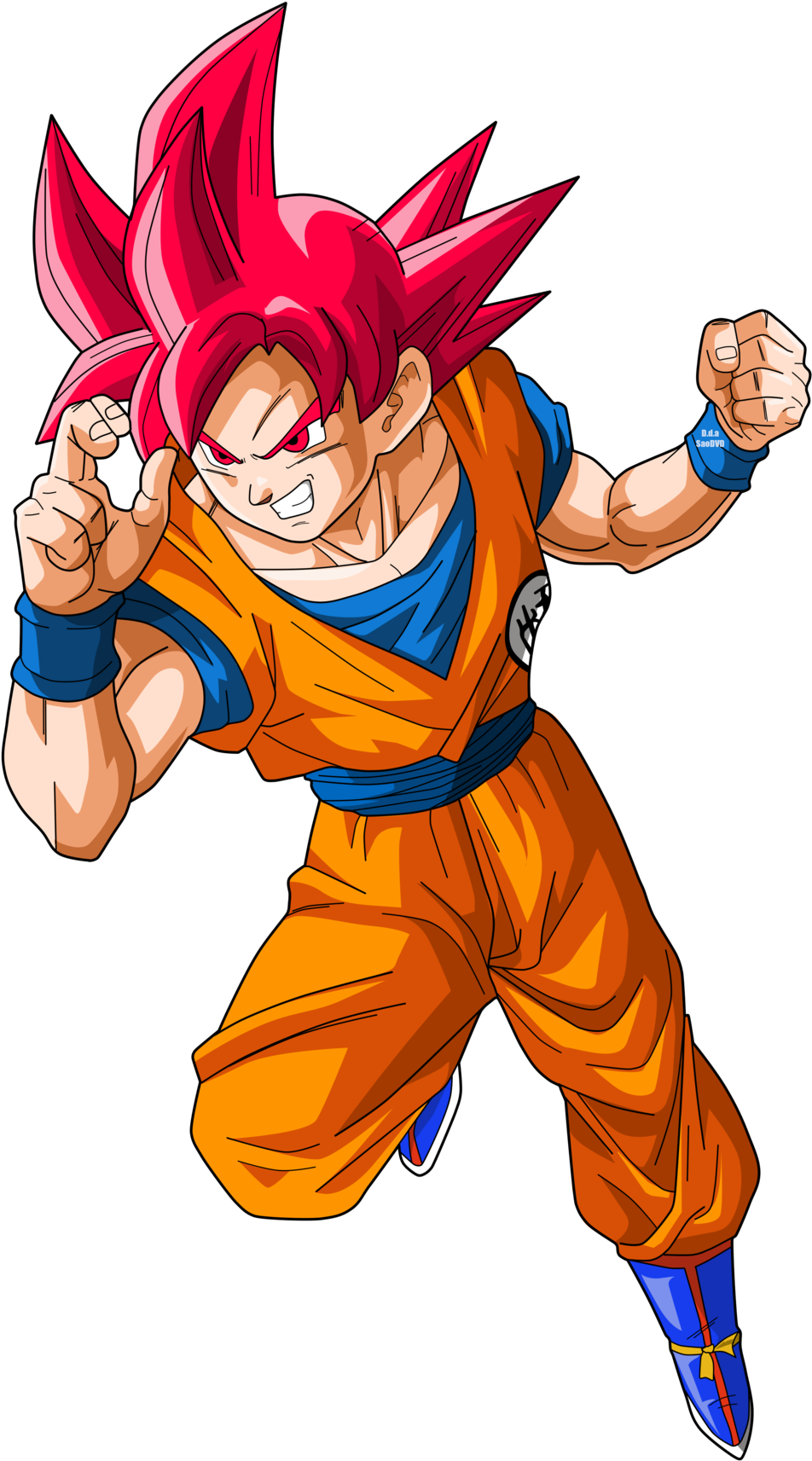 Super Saiyan Goku Pink Hair PNG Image