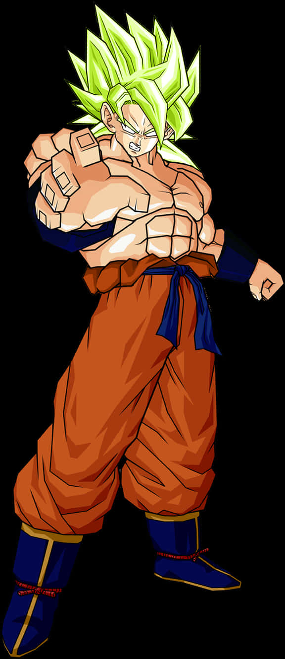 Super Saiyan Goku Power Stance PNG Image