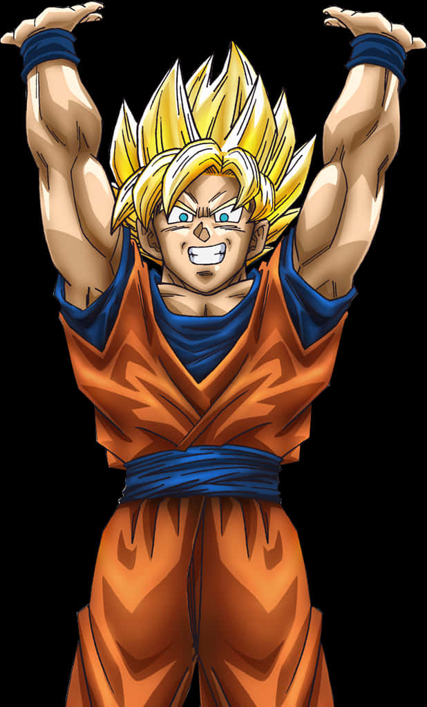 Super Saiyan Goku Victory Pose PNG Image