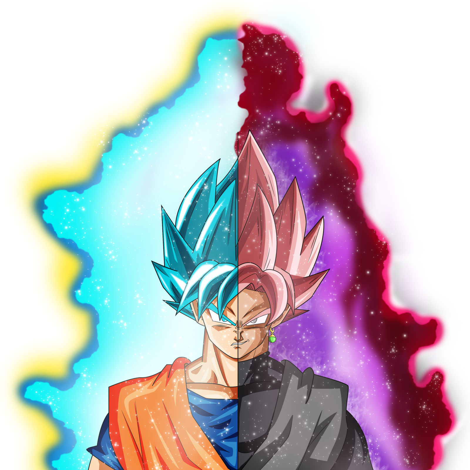 Super Saiyan Split Aura Art PNG Image