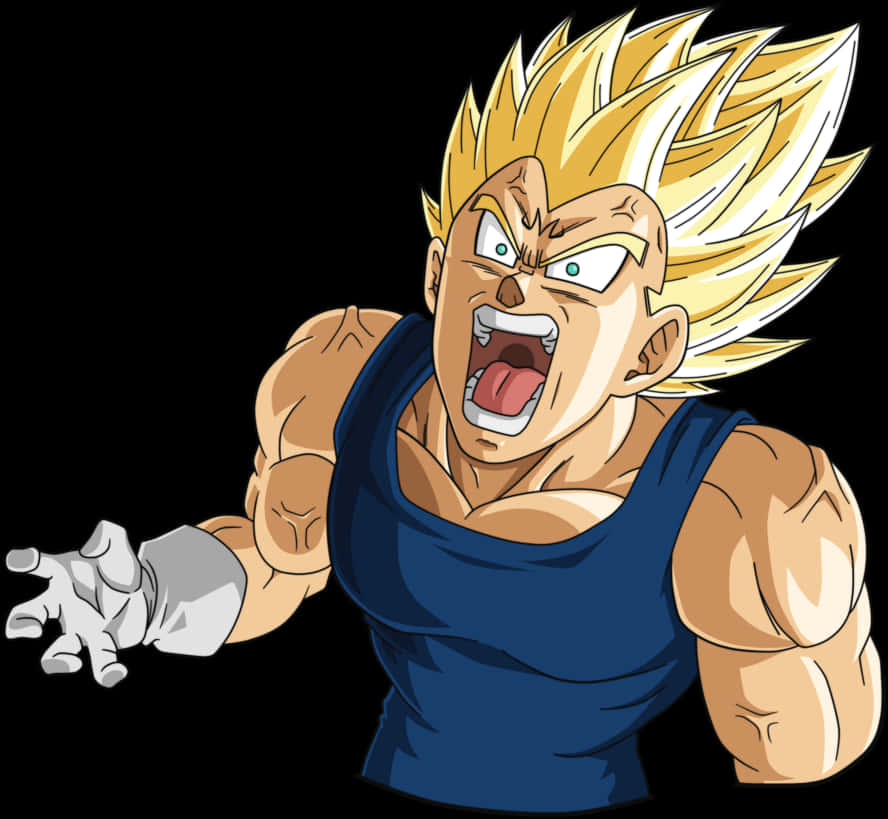 Super Saiyan Vegeta Shouting PNG Image