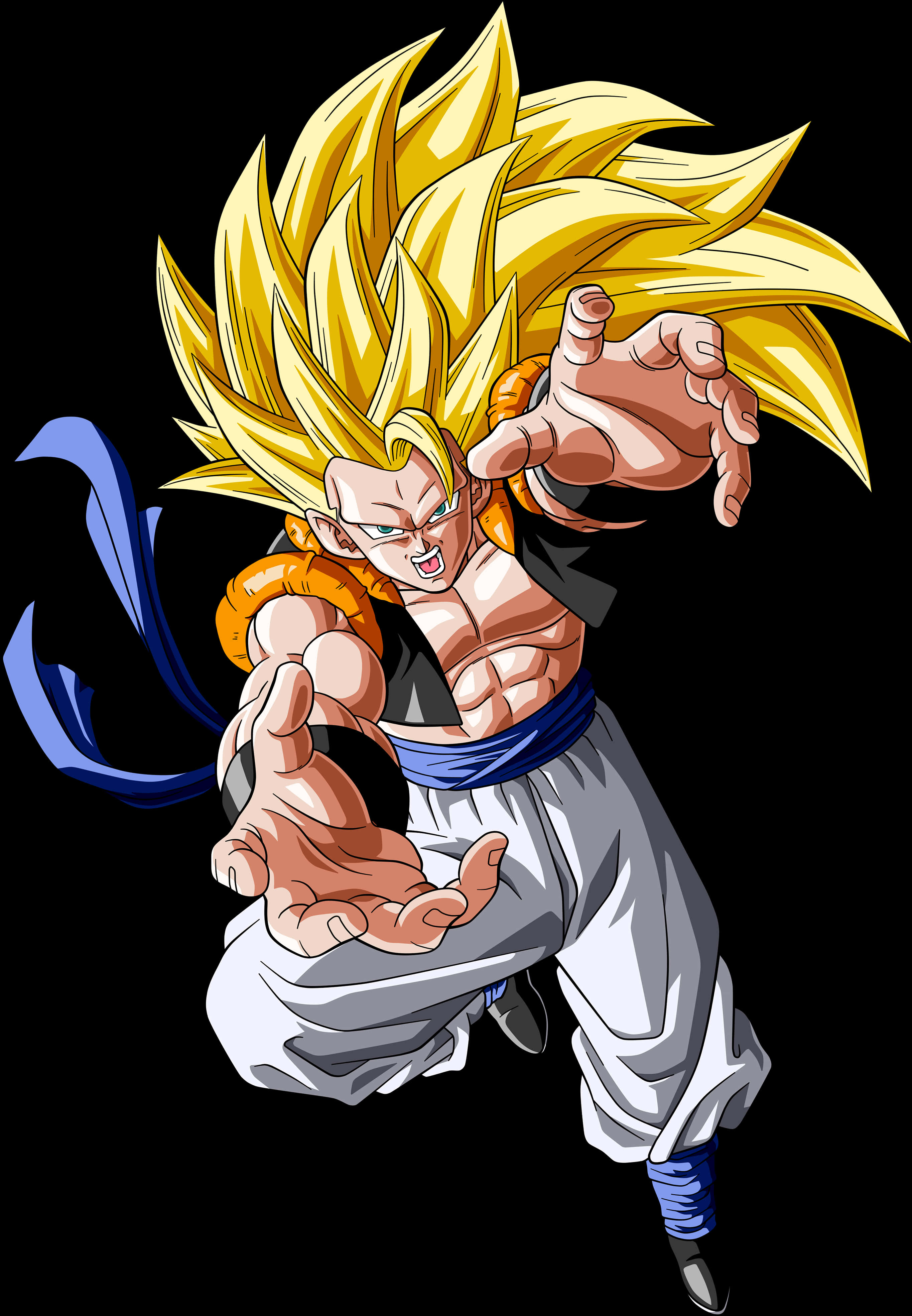 Super Saiyan Warrior Attack Pose PNG Image