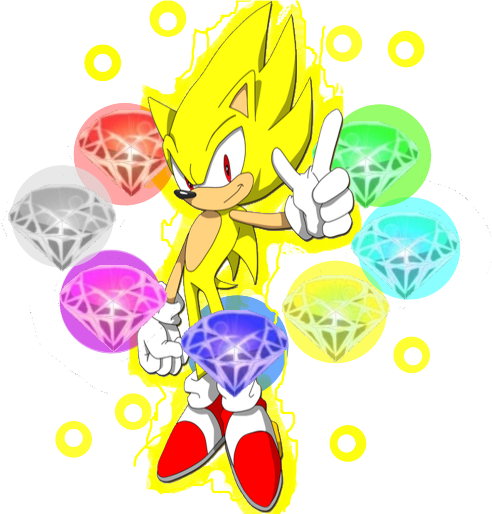 Super Sonicwith Chaos Emeralds PNG Image