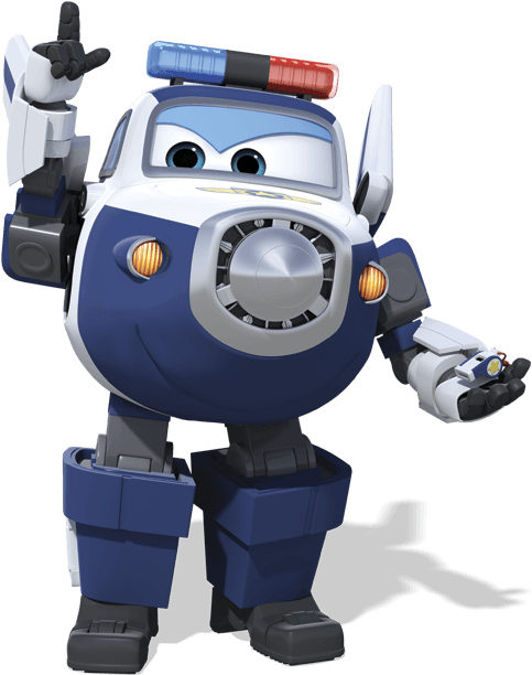 Super Wings Police Plane Character PNG Image