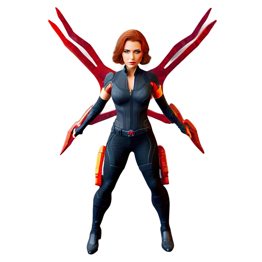 Superhero_ Female_with_ Red_ Wings PNG Image