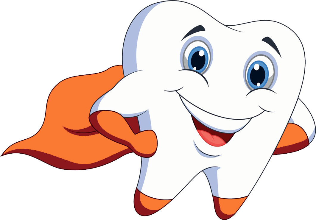 Superhero Tooth Cartoon Character PNG Image