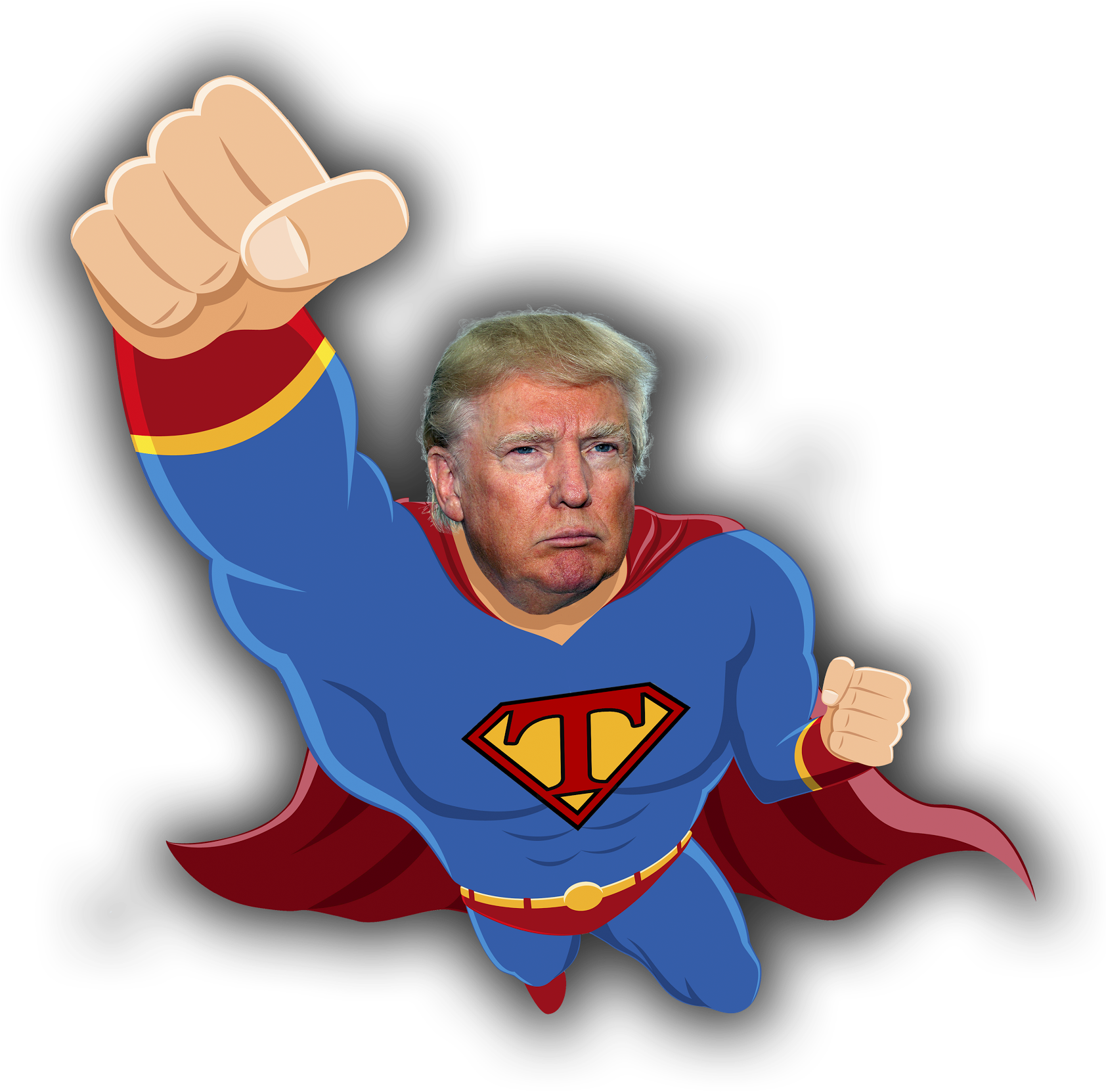 Superhero Trump Cartoon PNG Image