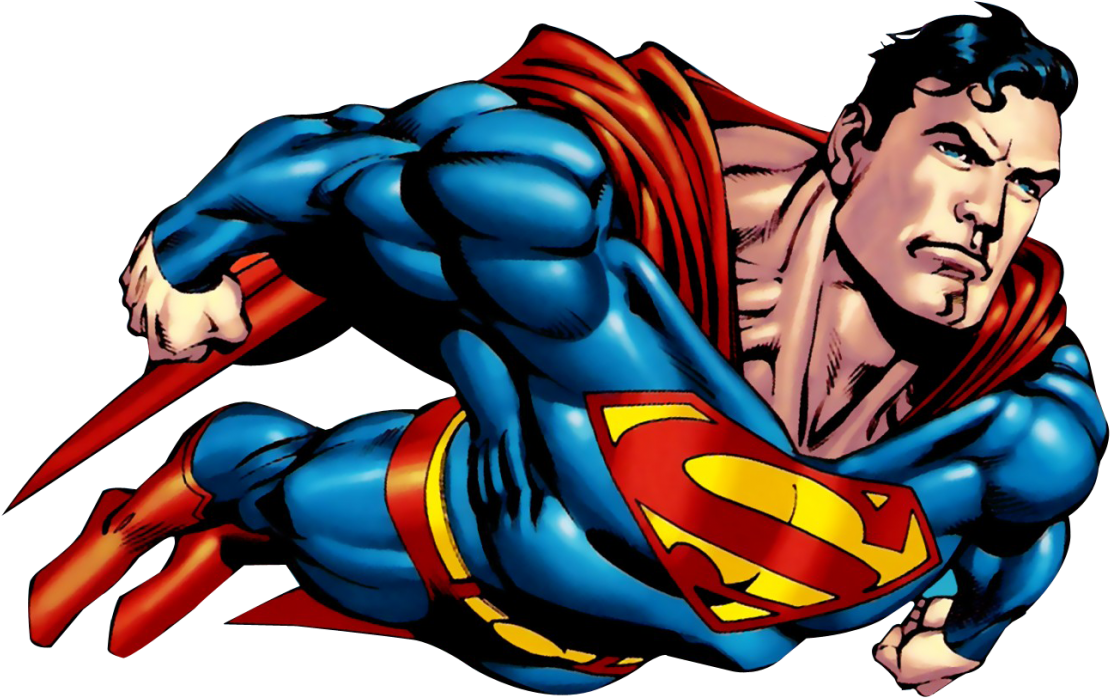 Superman Flying Heroic Pose PNG Image