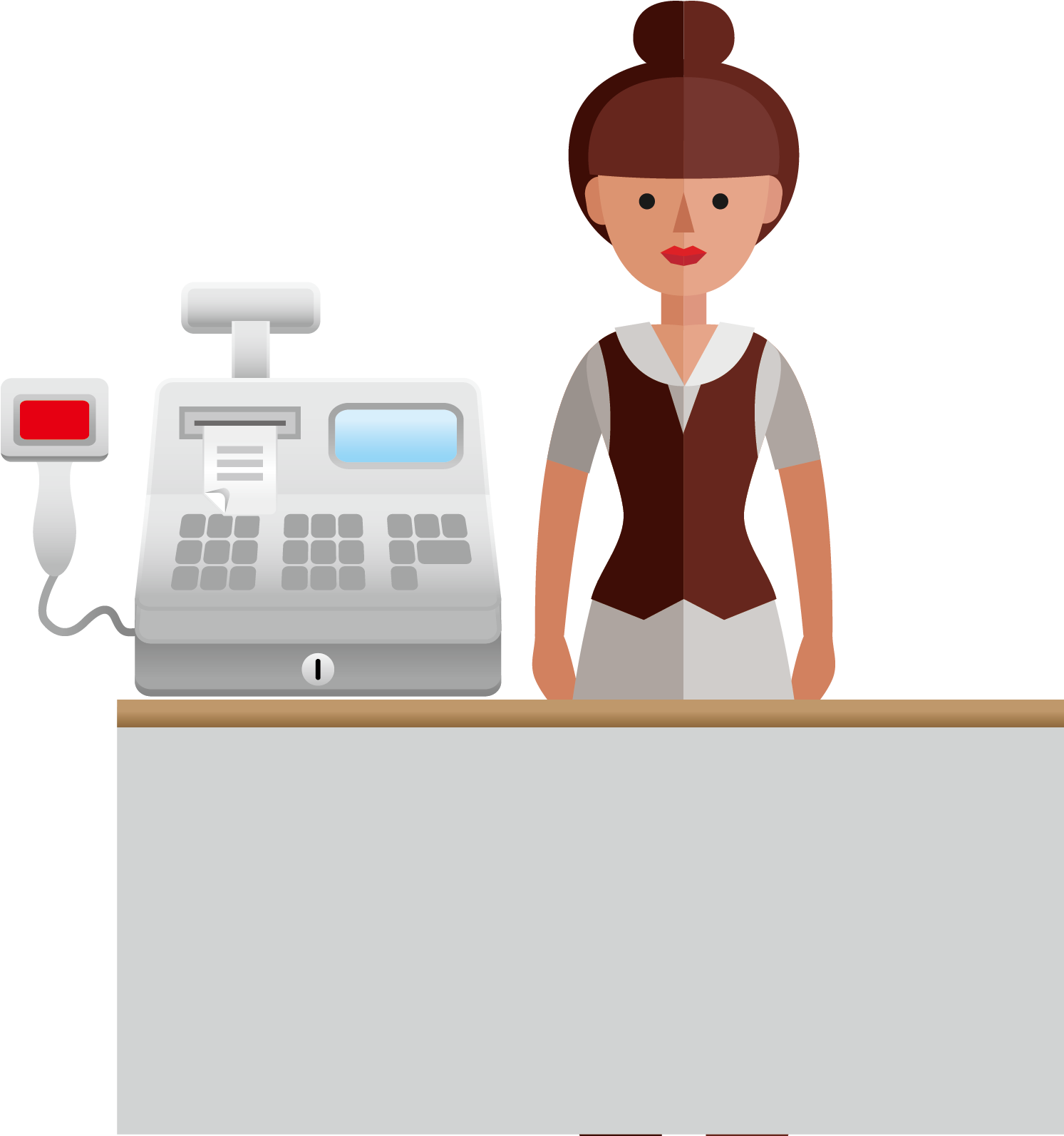 Supermarket Cashierat Checkout Counter PNG Image