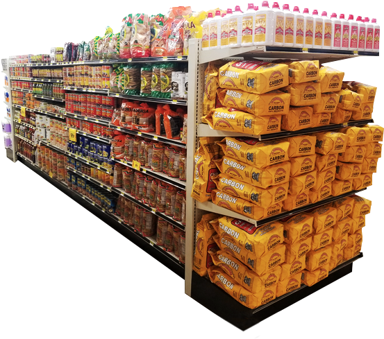 Supermarket Shelfwith Groceriesand Products PNG Image