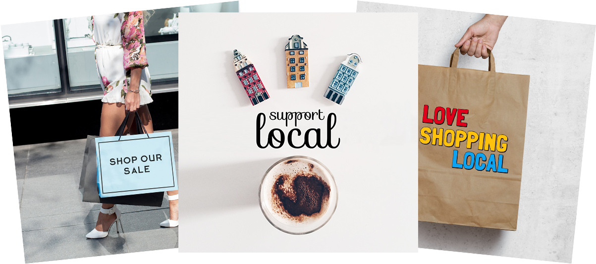 Support Local Shopping Collage PNG Image