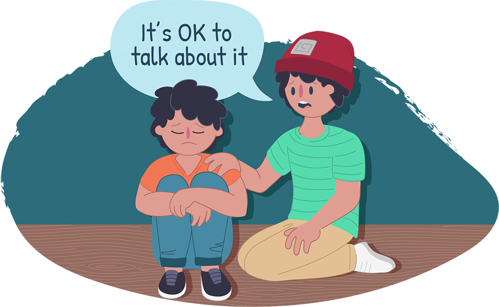 Supportive Friend Comforting Upset Child PNG Image