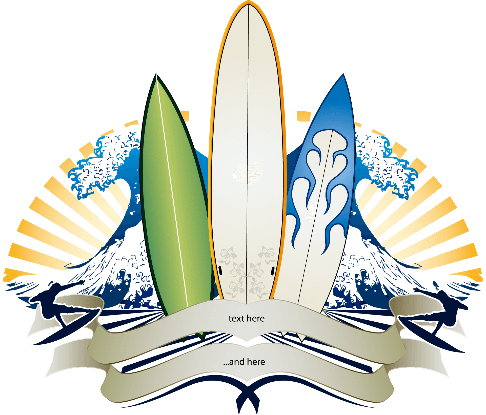 Surfboardsand Waves Graphic PNG Image