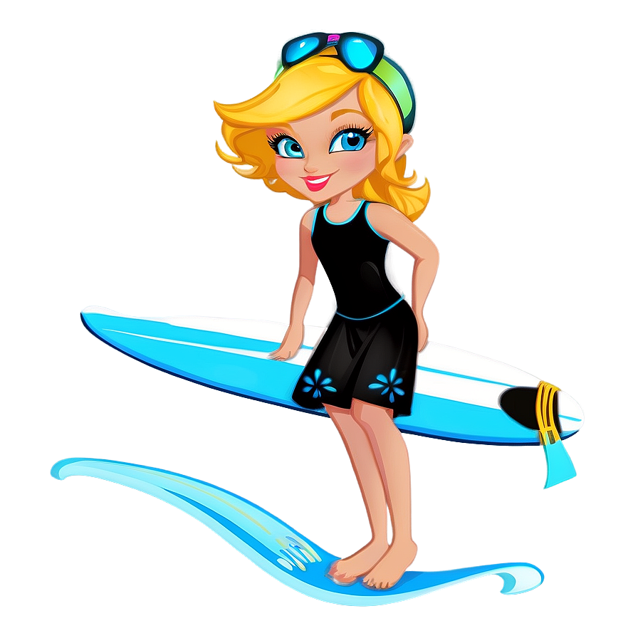 Surfer Girl Cartoon Png 06242024 PNG Image