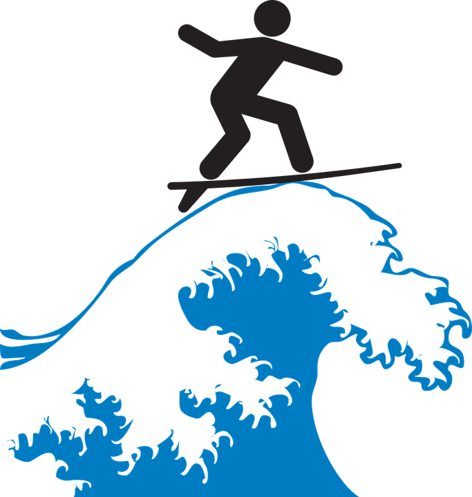 Surfer Silhouetteon Wave PNG Image