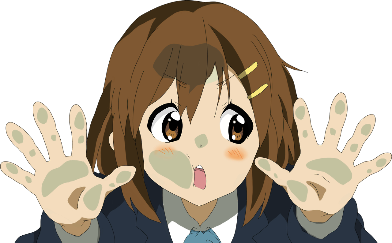 Surprised Anime Girl With Painton Hands PNG Image