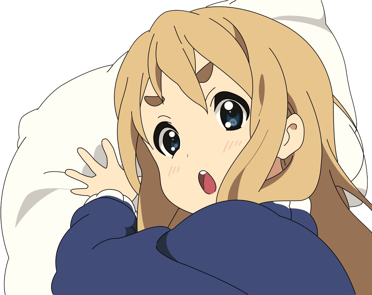 Surprised Anime Girl With Pillow PNG Image