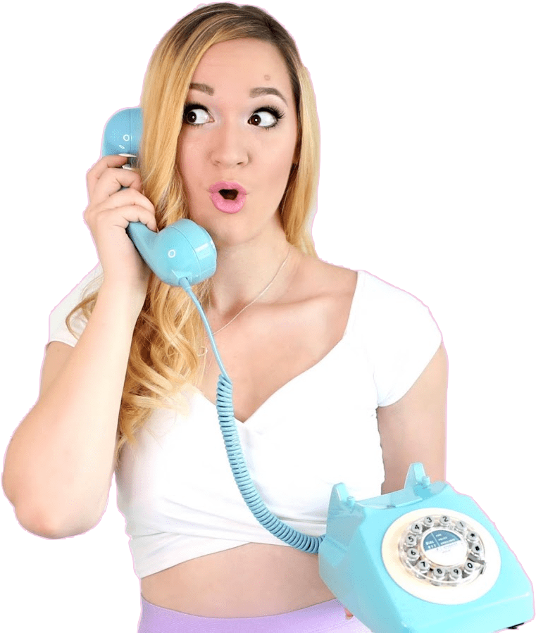 Surprised Blonde Woman Phone Call PNG Image