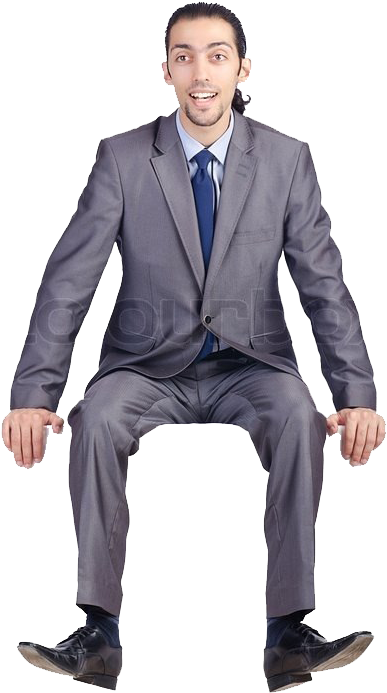 Surprised Businessman Sitting Invisible Chair PNG Image