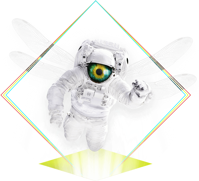 Surreal Astronaut Dragonfly Eye PNG Image