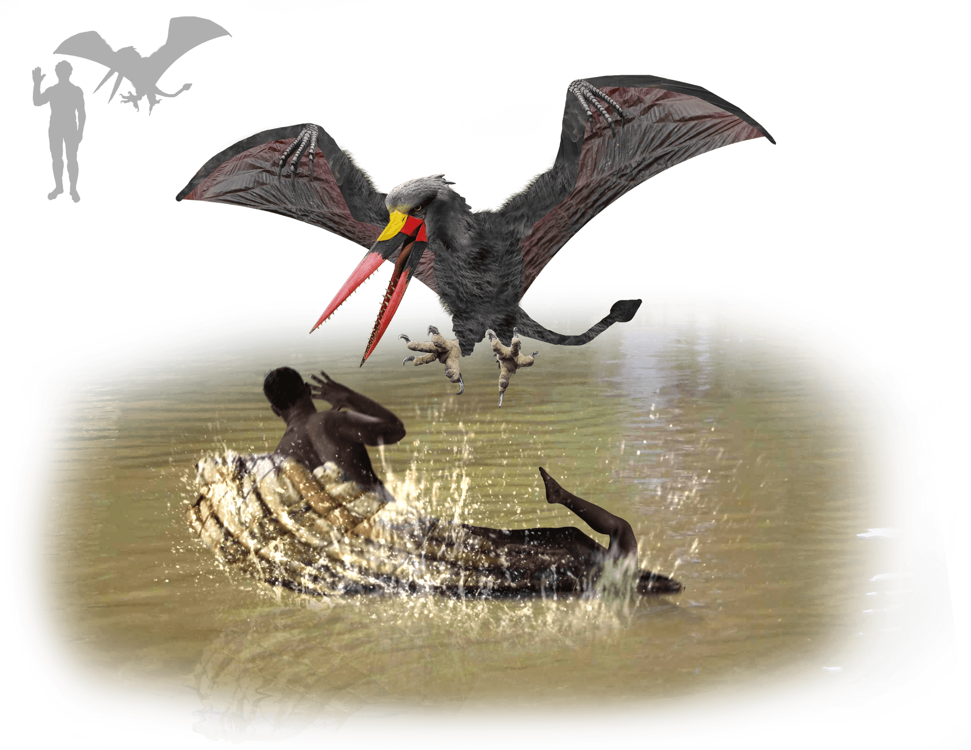 Surreal Pterosaur Attack PNG Image