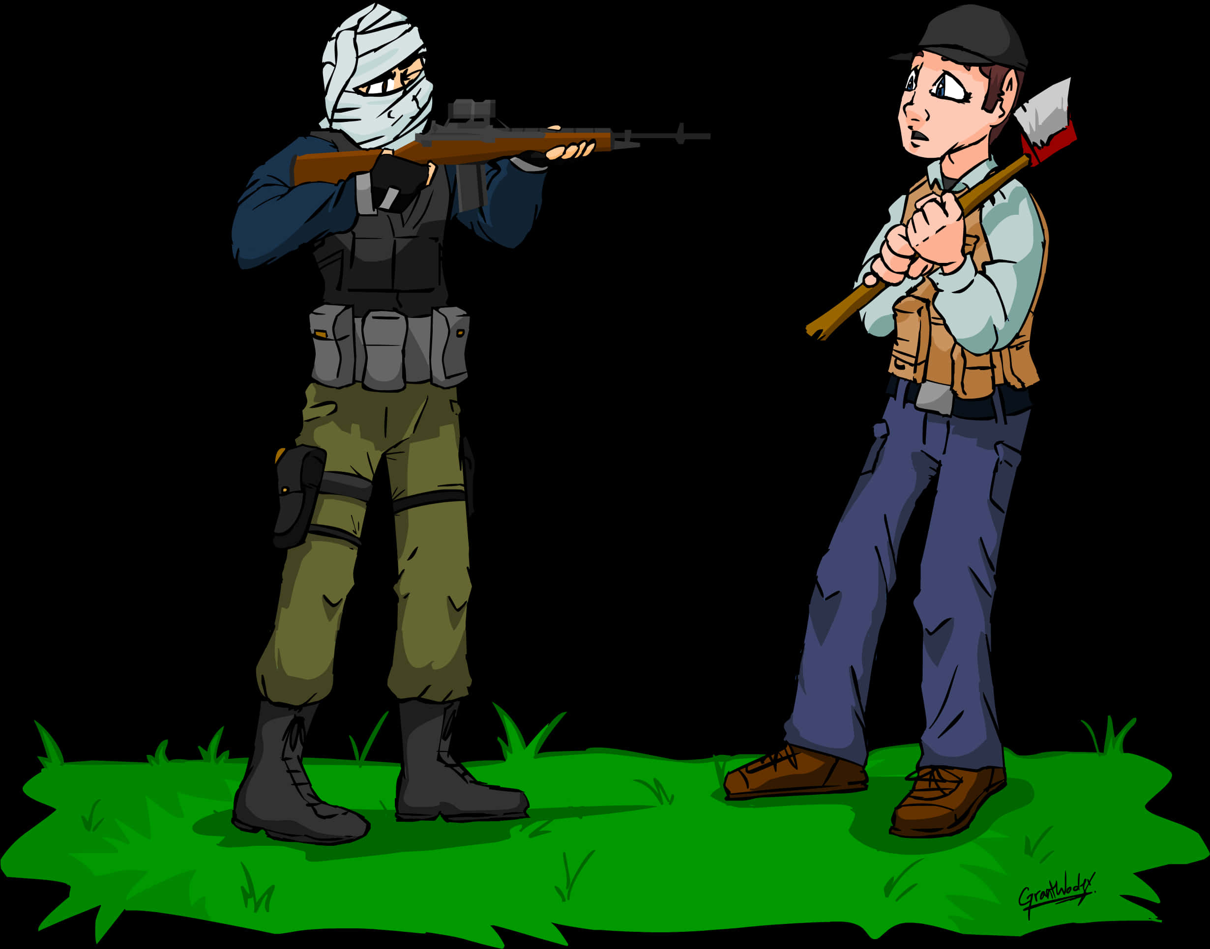 Survivorand Zombie Hunter Illustration PNG Image