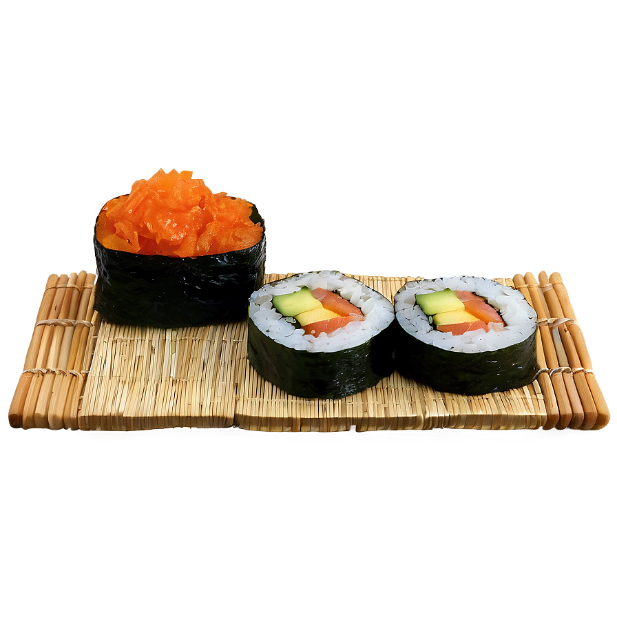 Sushi On Bamboo Mat Png Sqf82 PNG Image