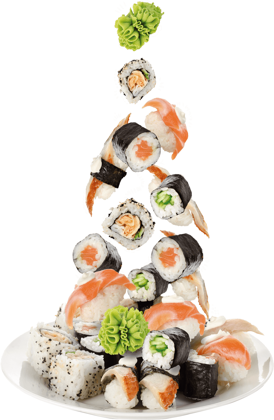 Sushi Selection Levitation PNG Image