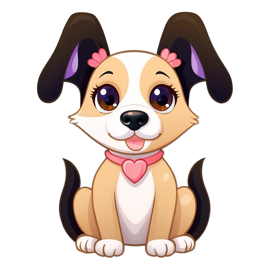 Sweet Kawaii Dog Illustration Png 3 PNG Image