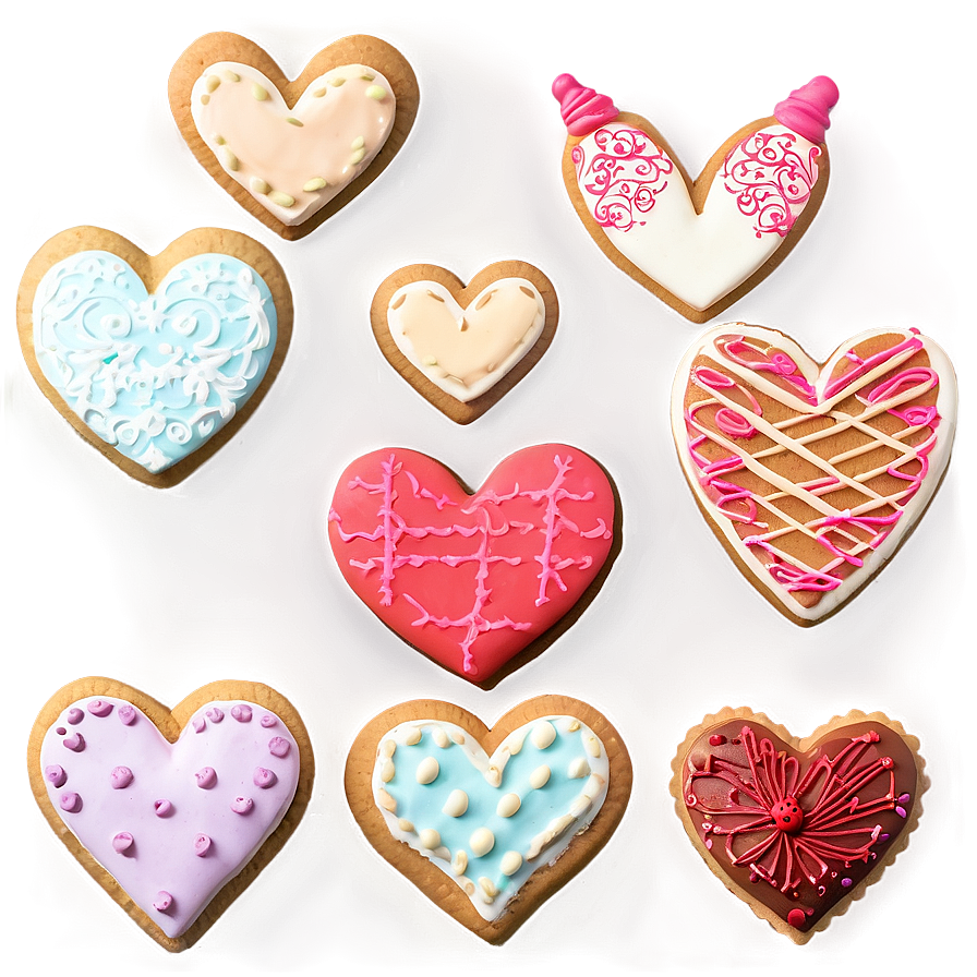 Sweet Valentine's Day Heart Cookies Png 42 PNG Image