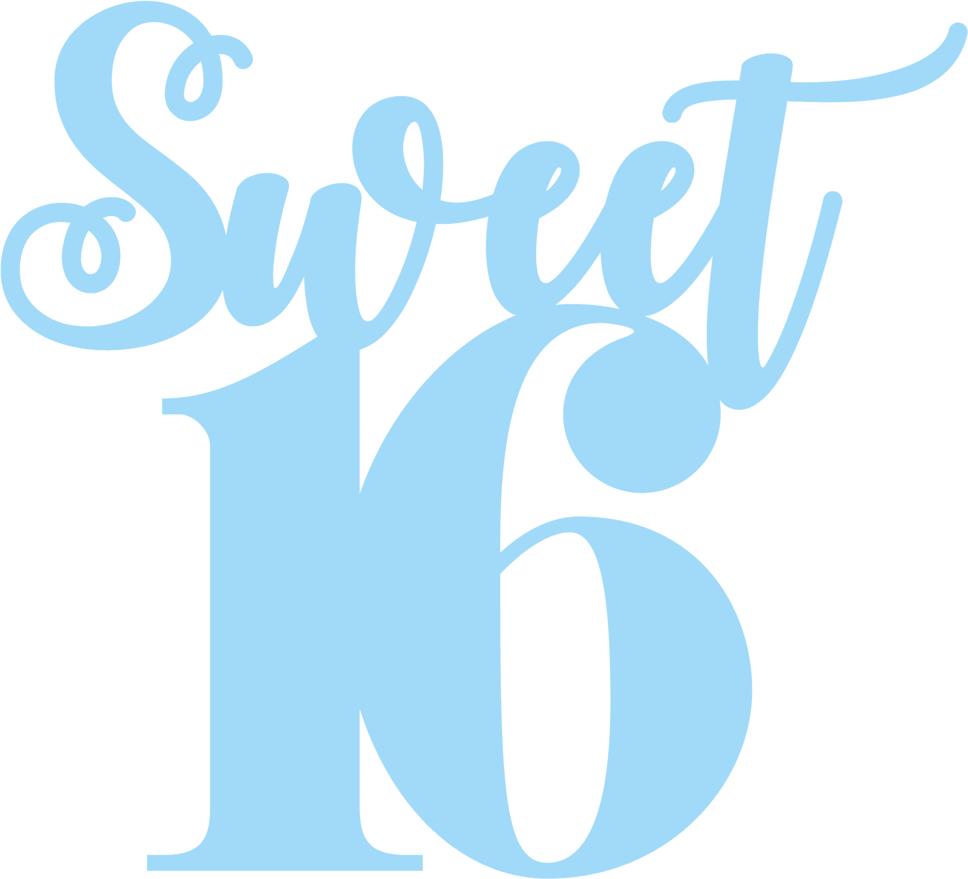 Sweet16 Cursive Text Logo PNG Image