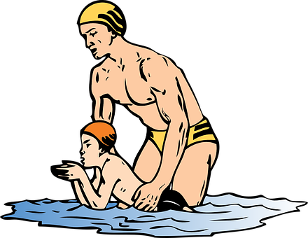 Swimming Lesson Cartoon PNG Image