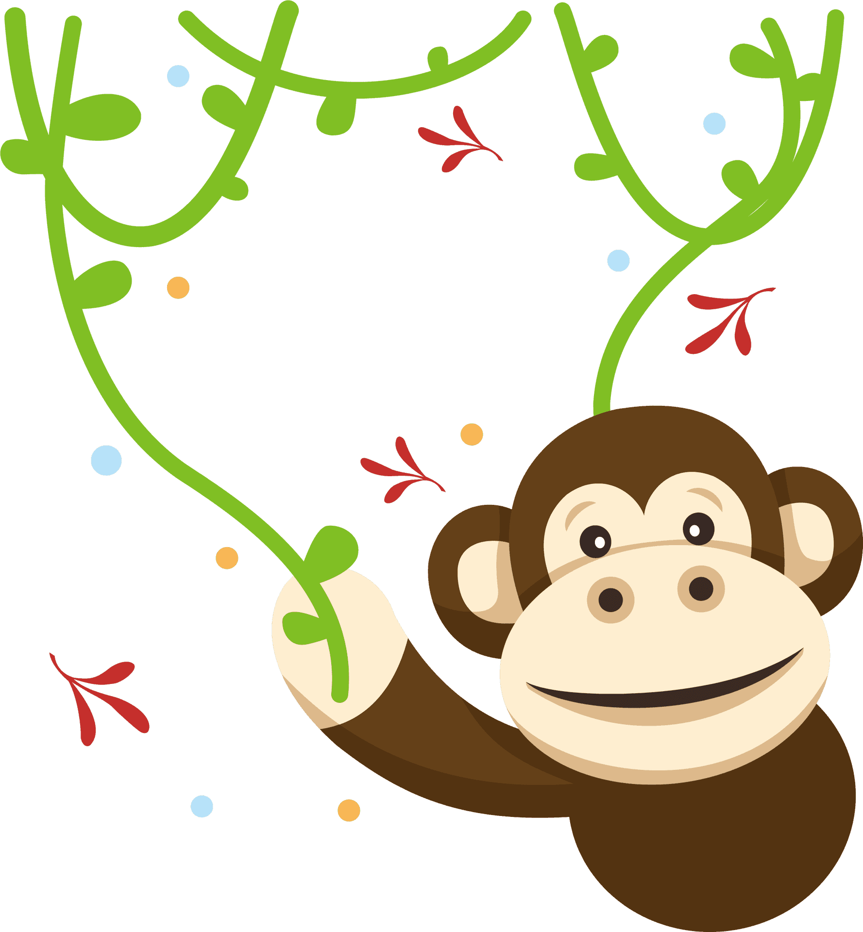 Swinging Monkey Cartoon PNG Image