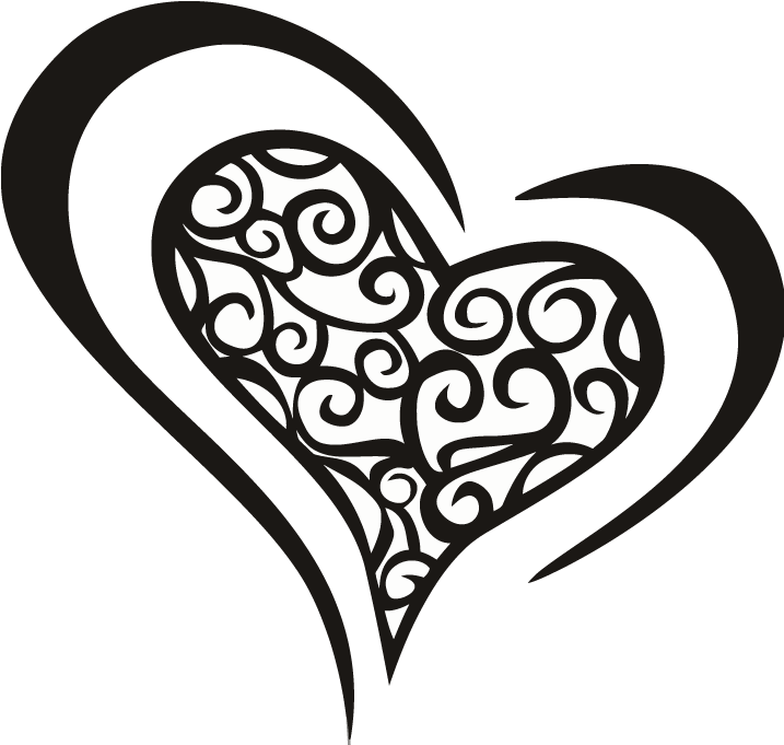 Swirling Heart Line Art PNG Image