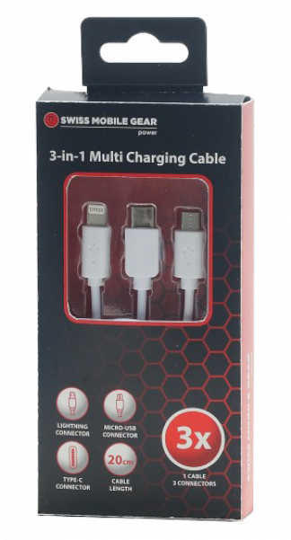 Swiss Mobile Gear3in1 Multi Charging Cable PNG Image