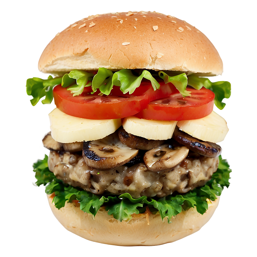 Swiss Mushroom Hamburger Png Ejh PNG Image