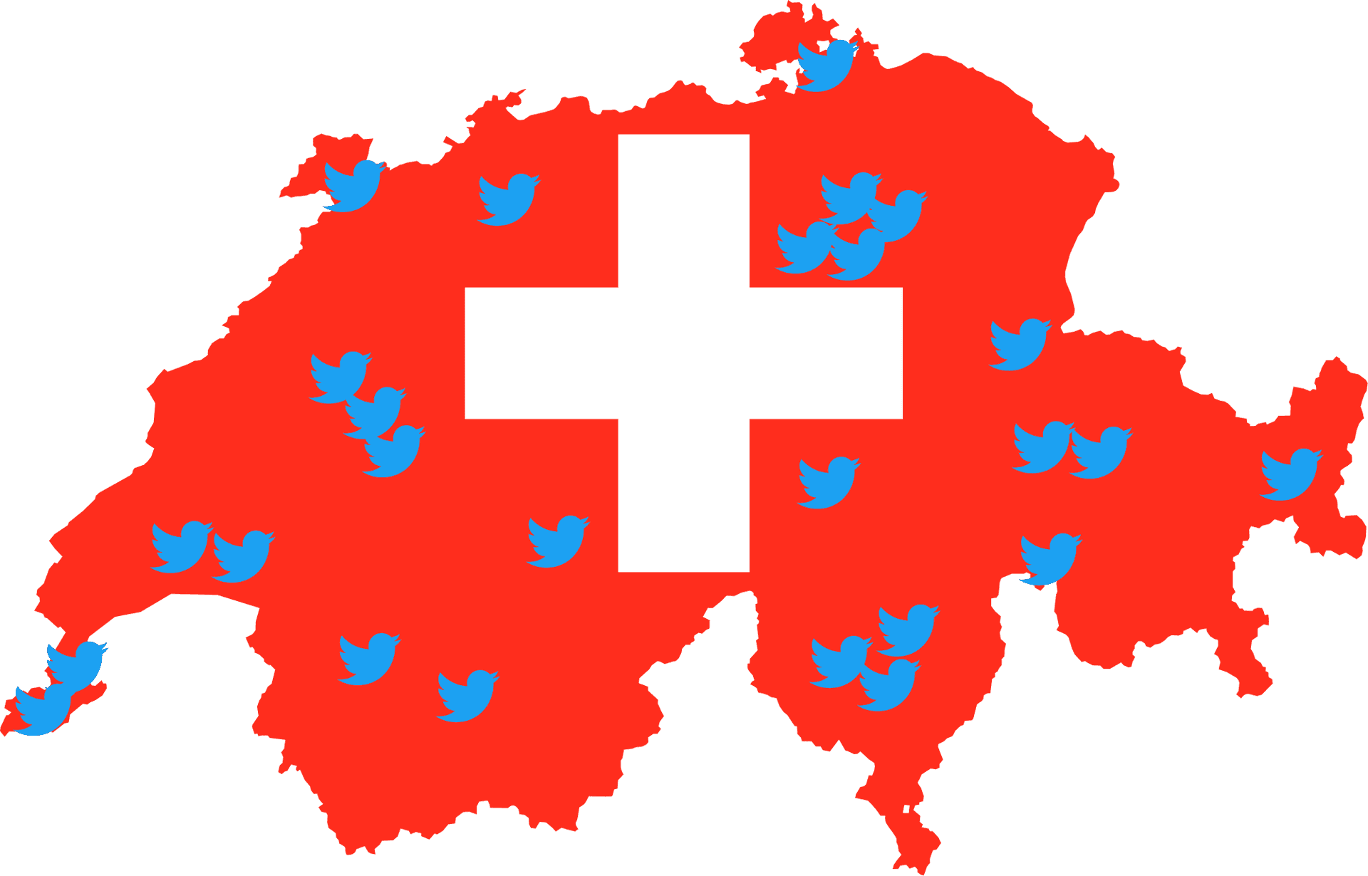 Switzerland Map Twitter Birds PNG Image