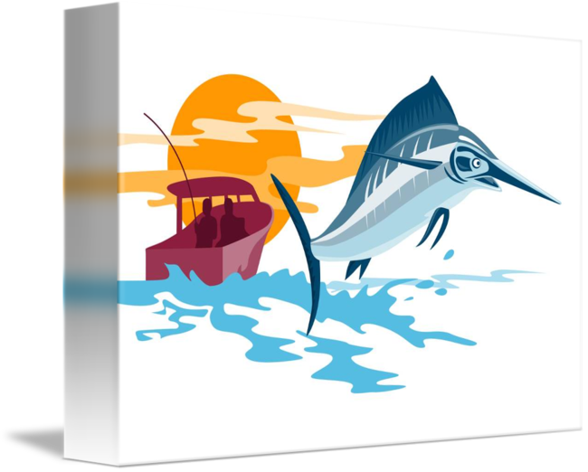 Swordfish Sunset Leap PNG Image