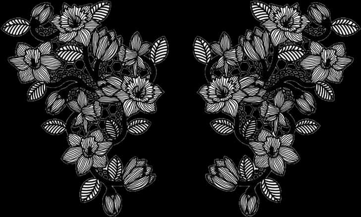 Symmetrical Floral Lace Pattern PNG Image