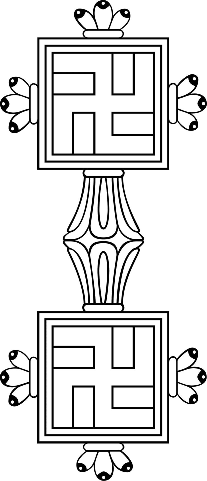 Symmetrical Geometric Lantern Coloring Page PNG Image