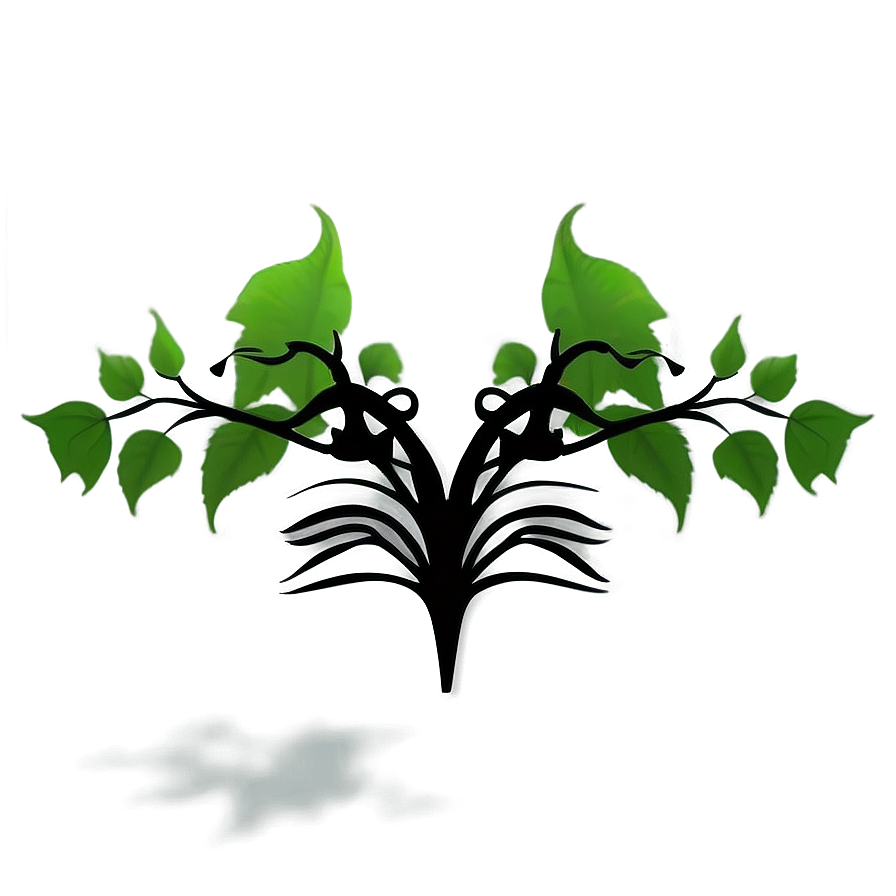 Symmetrical Green Vine Artwork PNG Image