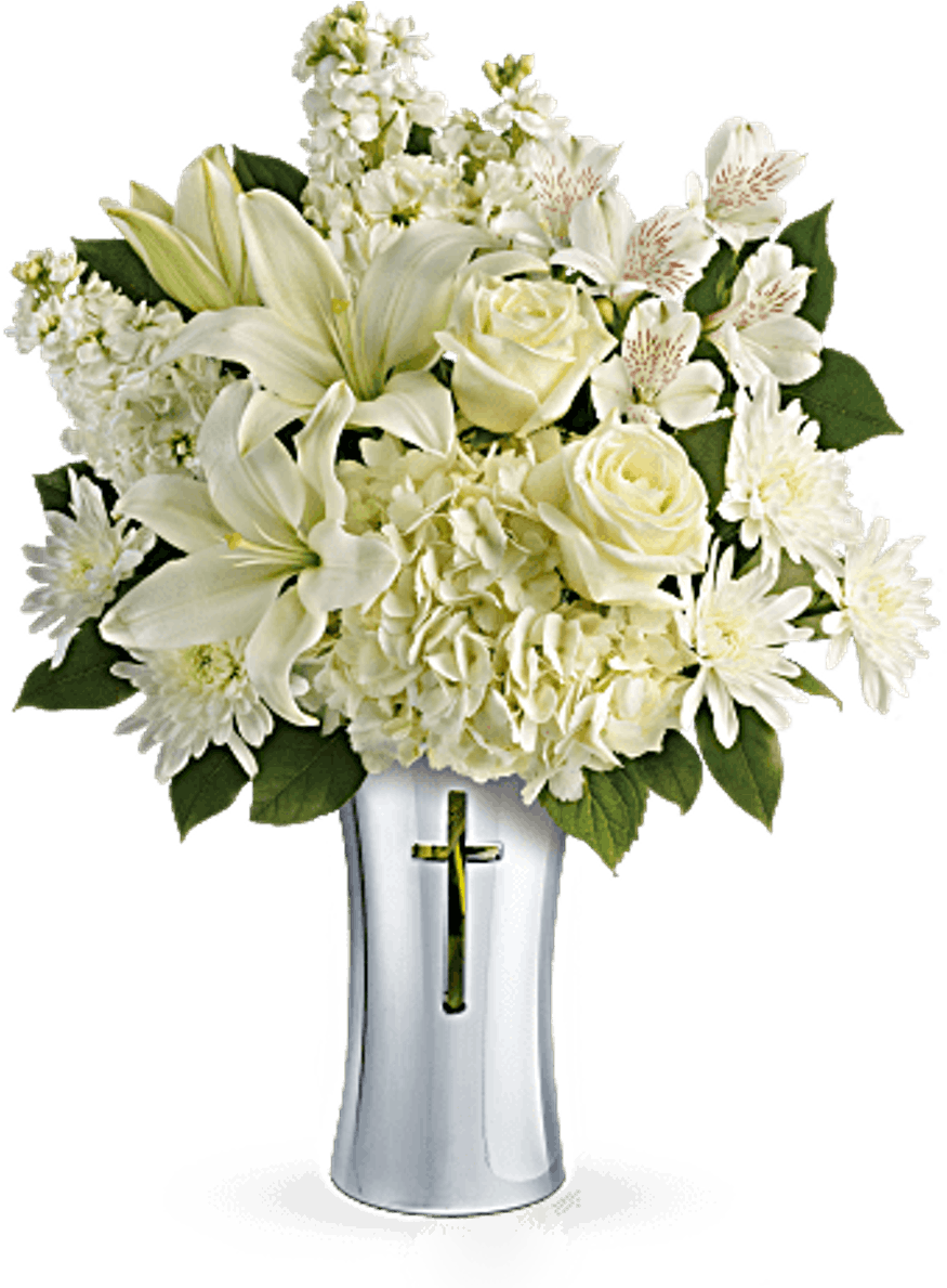 Sympathy Floral Arrangementin Ceramic Vase PNG Image