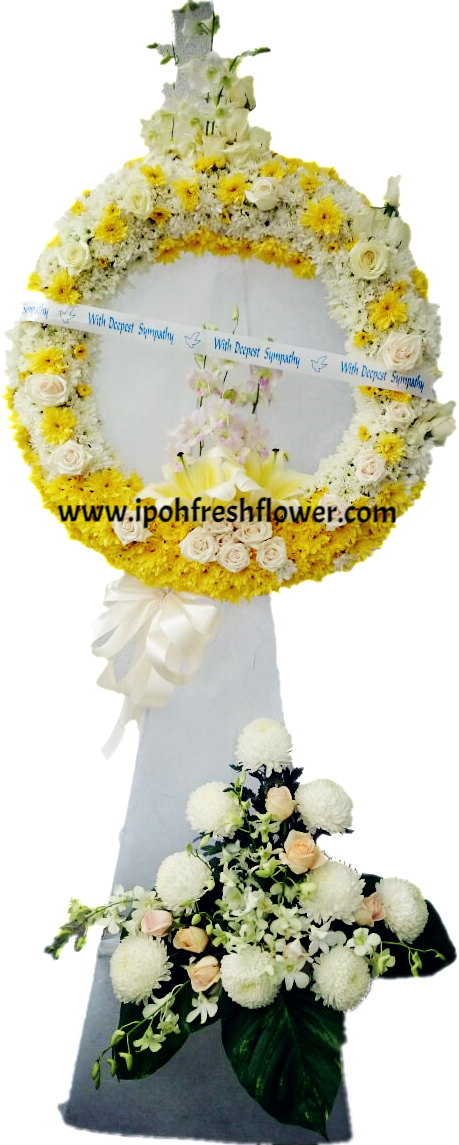 Sympathy Floral Wreath Stand PNG Image