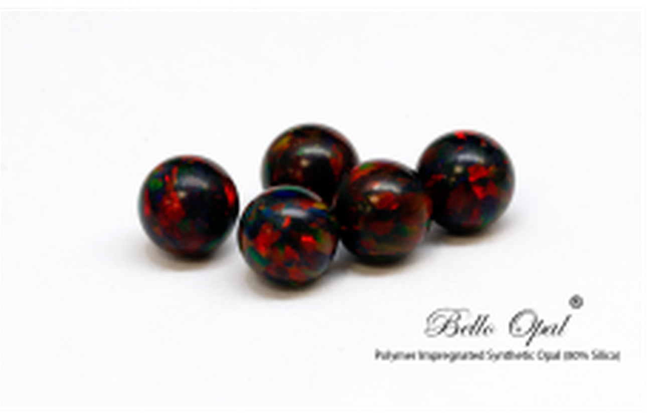 Synthetic Opal Beads Red Black Pattern PNG Image