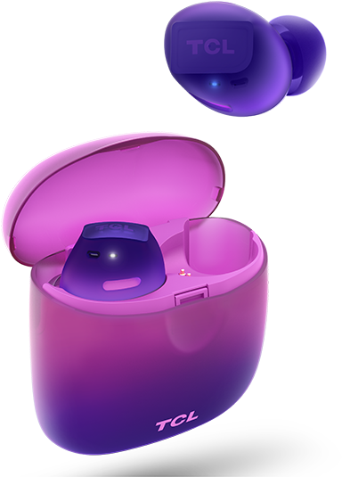 T C L Earbuds Purple Gradient PNG Image