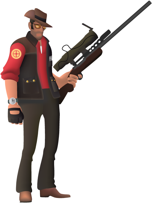 T F2 Sniper Character Pose PNG Image